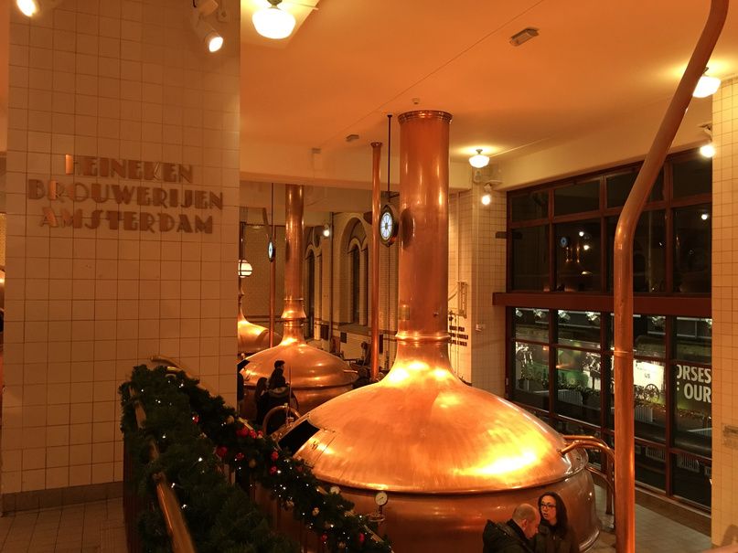 Copper brewing kettles at the Heineken Experience